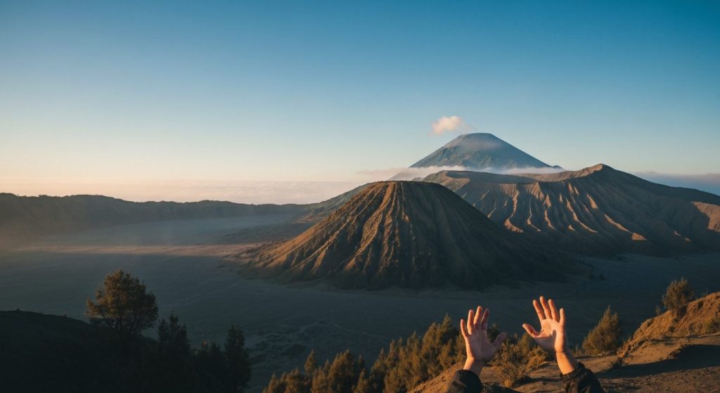 best time to visit mount bromo — Photorealistic editorial travel photograph relevant to: The dedicated Mount Bromo sunri