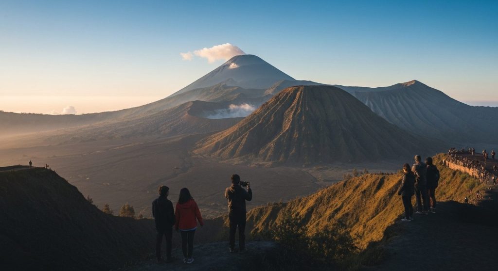 bromo ijen tour itinerary 3 days — Photorealistic editorial travel photograph relevant to: The dedicated Mount Bromo sun