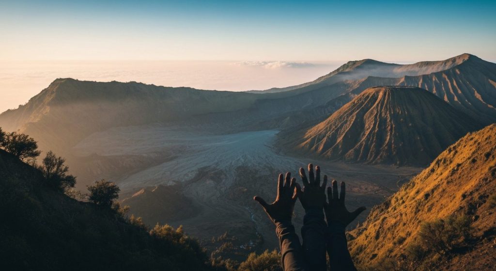bromo madakaripura waterfall tour — Photorealistic editorial travel photograph relevant to: The dedicated Mount Bromo su