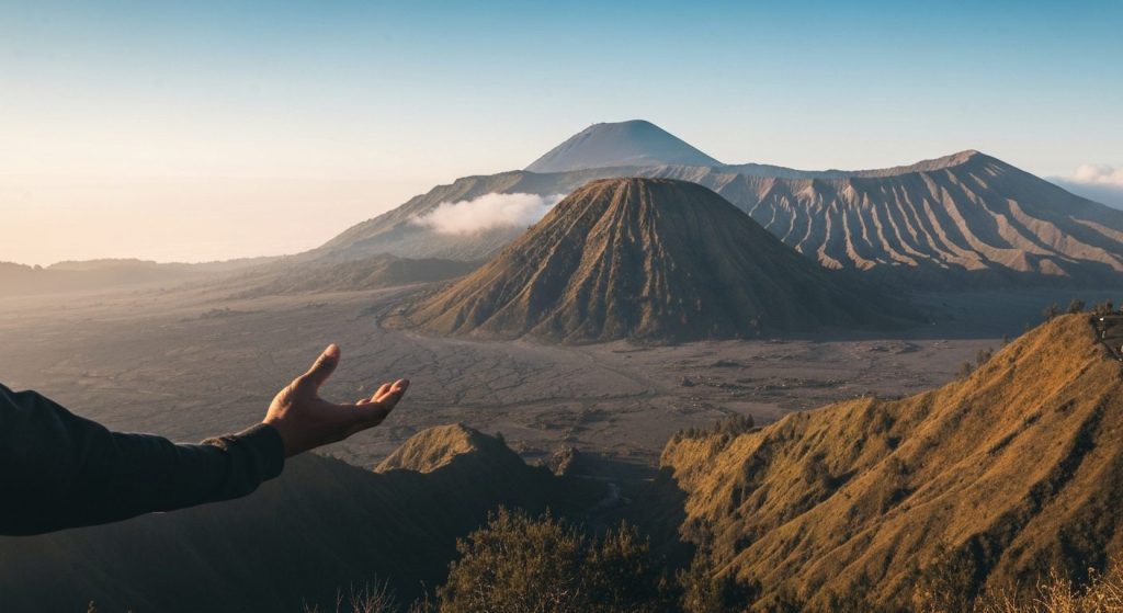 mount bromo things to do tour — Photorealistic editorial travel photograph relevant to: The dedicated Mount Bromo sunris