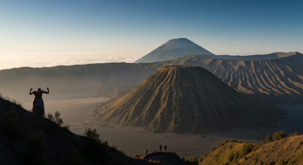 can you visit bromo without tour — Photorealistic editorial travel photograph relevant to: The dedicated Mount Bromo sun